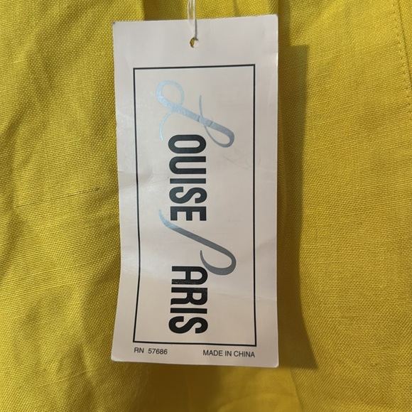 Louise Paris NWT Yellow High Rise Pleated Linen Blend Shorts; size 13/14 - Picture 3 of 9